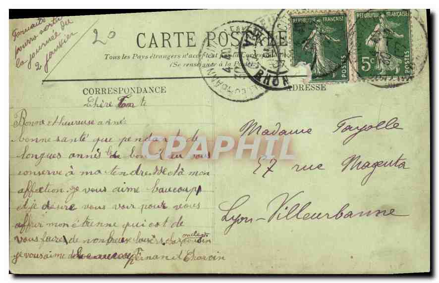 CPA Lyon Archeveche Fourviere  — Verso