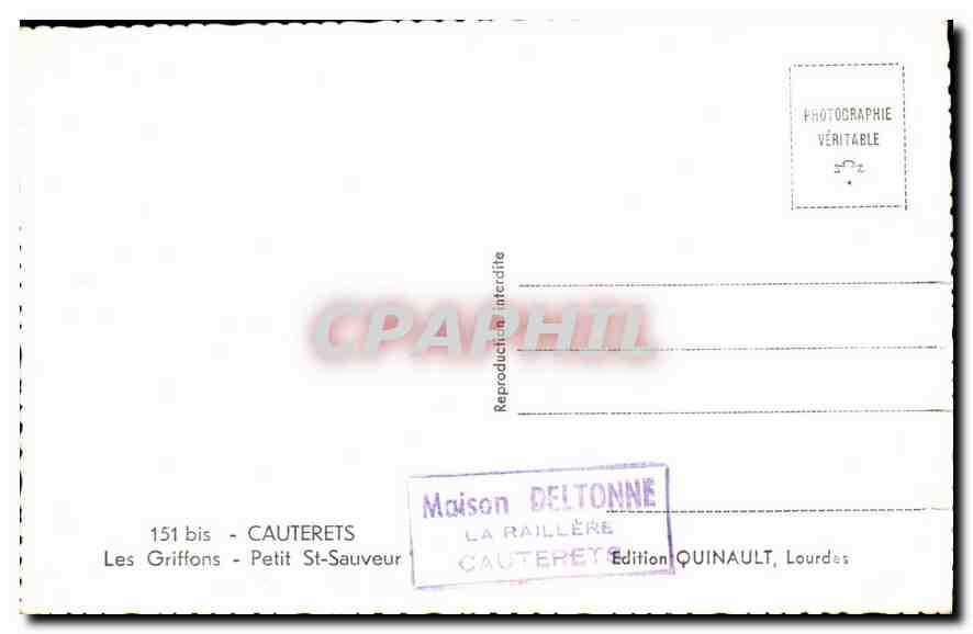 CPA Cauterets les Griffons Petit St Sauveur  — Rückseite