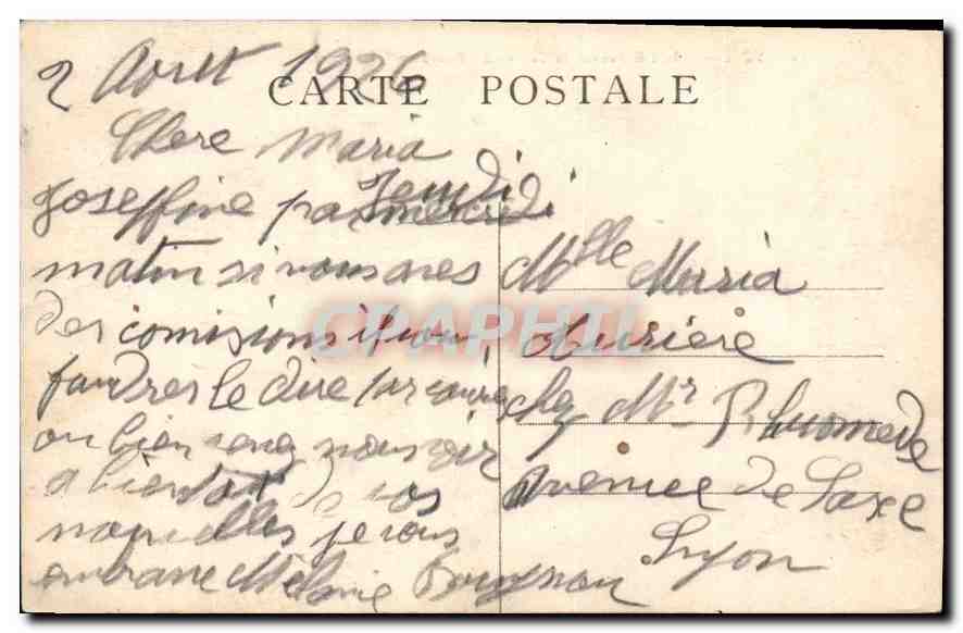 CPA Lyon place bellecour et coteau de Fourviere  — Verso