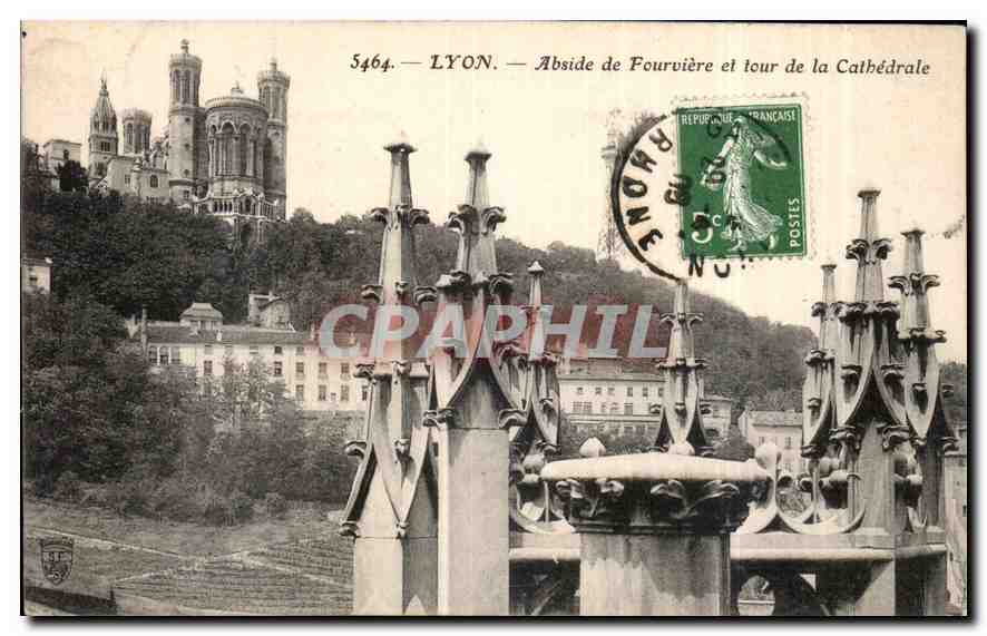 CPA Lyon Abside de Fourviere et tour de la Cathedrale 
