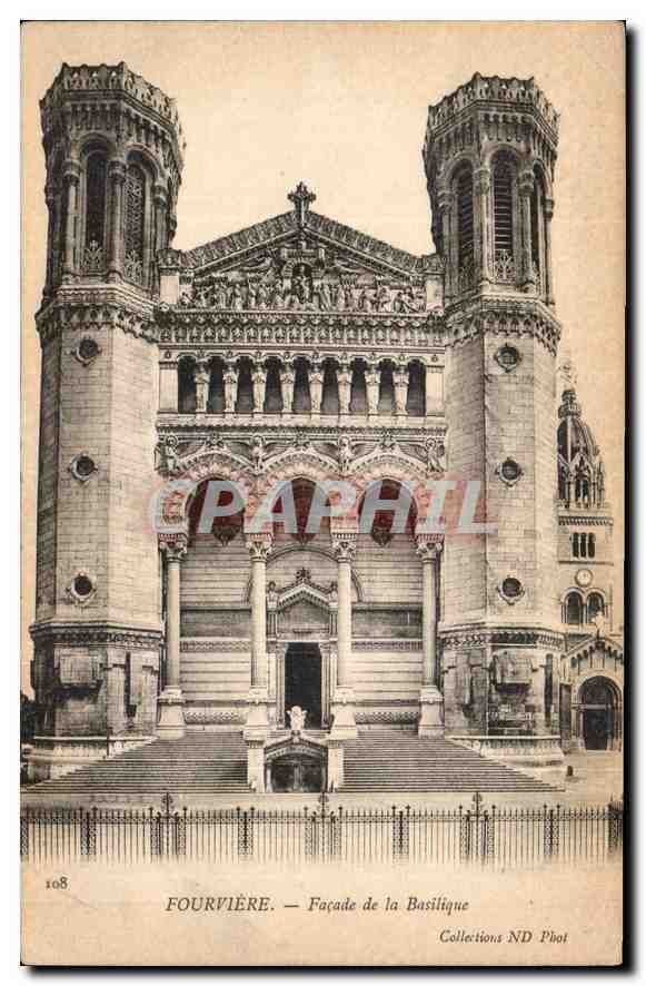 Fourvière — Façade de la Basilique — Collections ND Phot n°108 - Recto