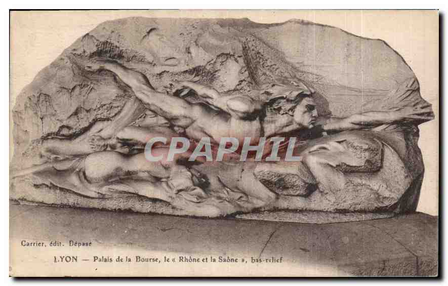 CPA Lyon Palais de la Bourse le Rhone et la Saone bas relief 