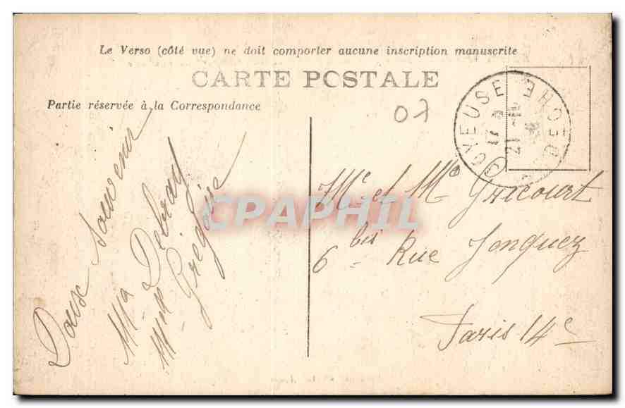 Pittorelle Orteile der Ardèche — Im Wald von Païolive nahe CASTELJAU, Felswand — Verlag nicht sichtbar — Rückseite
