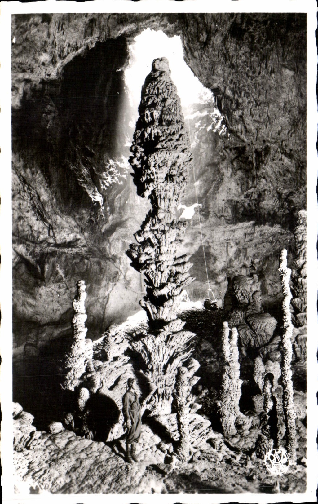 Aven d'Orgnac — Stalagmite en forme de « Pomme de Pin » — Photo Rieu G. Perret