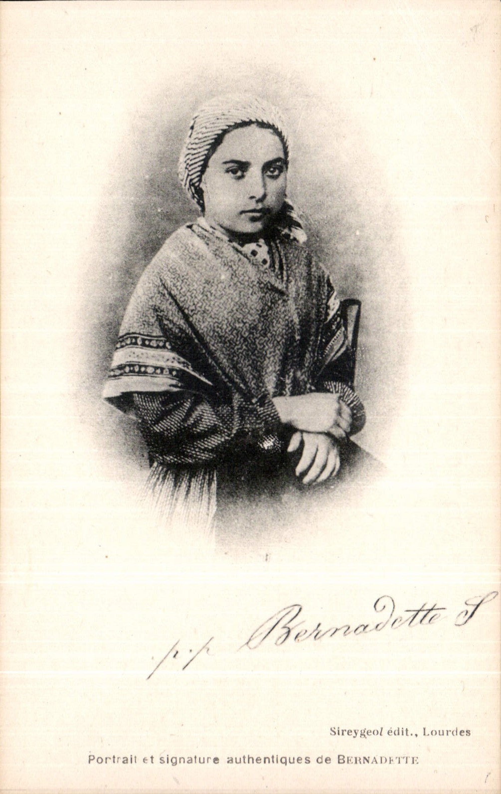 CPA Portrait et Signature authentiques de Bernadette