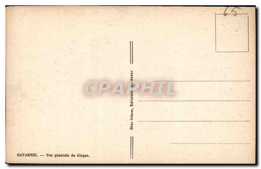 CPA Gavarnie Vue Generale du Cirque  — Verso
