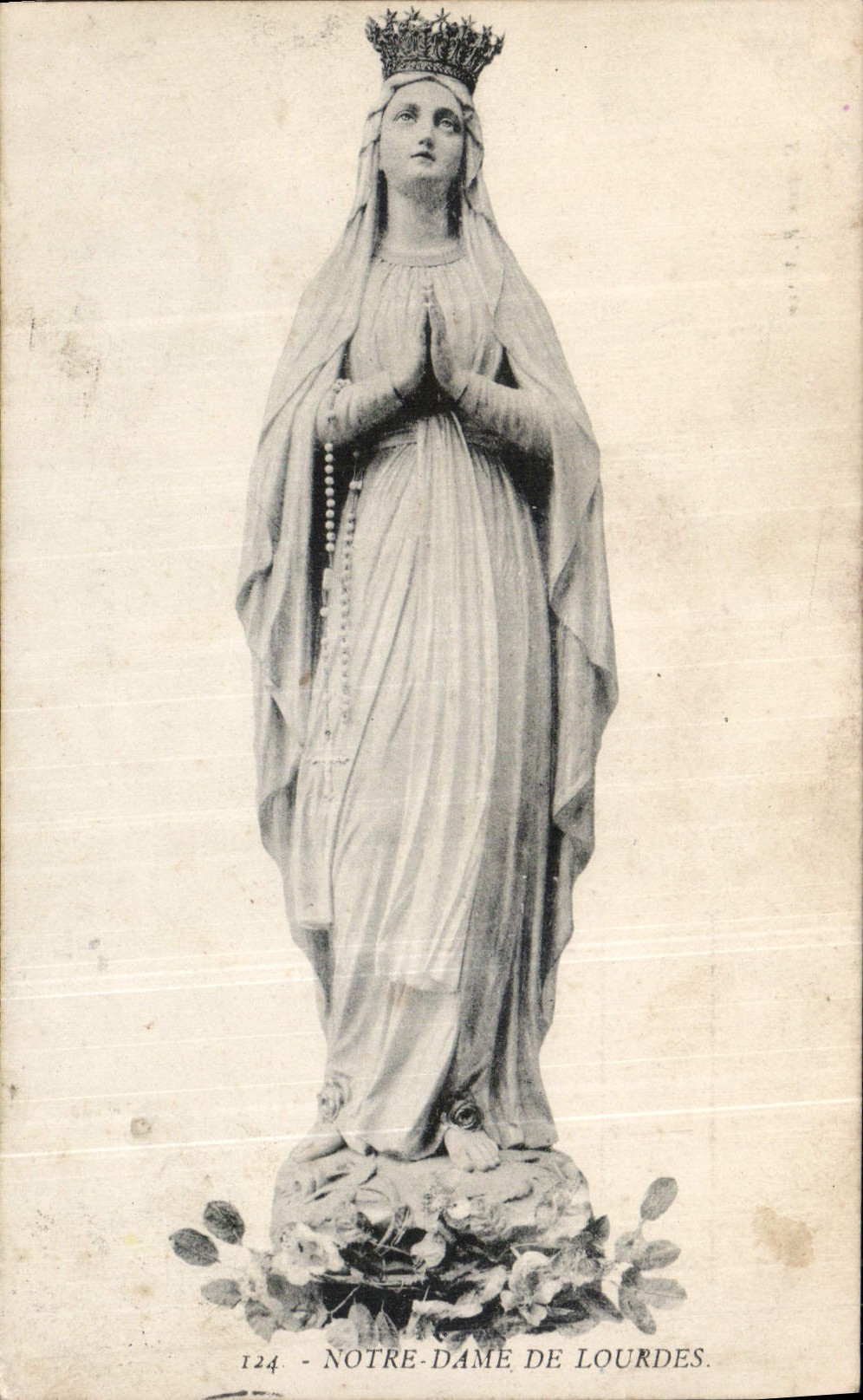 Notre-Dame de Lourdes — statue couronnée — Édition F. Viron, n° 124