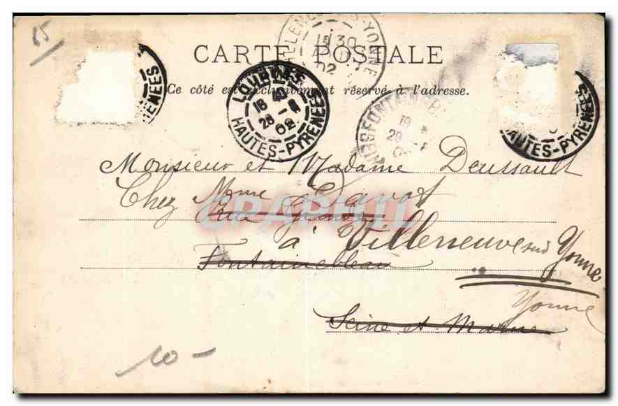 CPA Lourdes Basilique et Rosaire vue de cote  — Verso