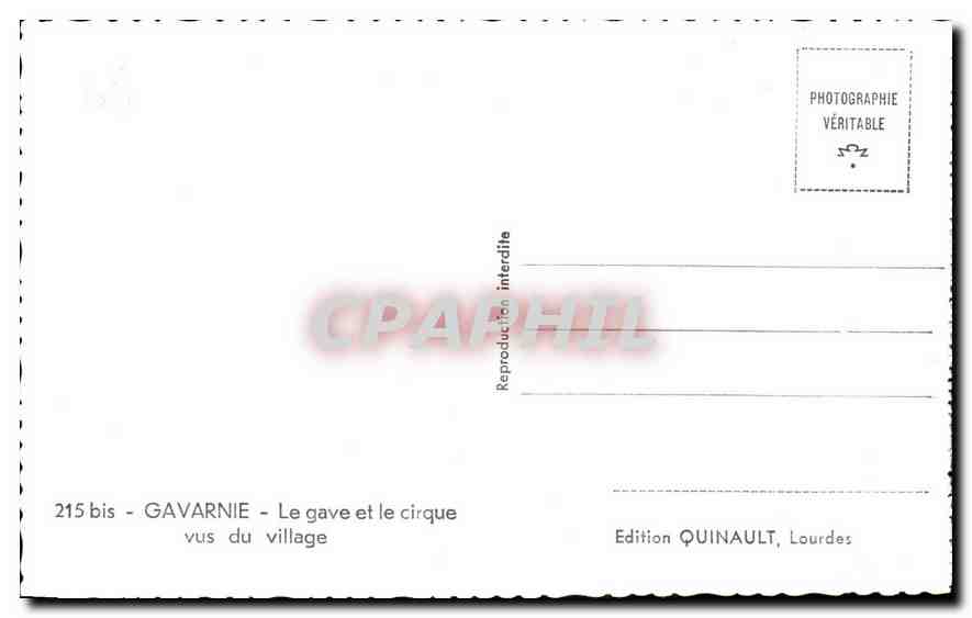 CPA Gavarnie Le Gave et le cirque vus du village  — Verso