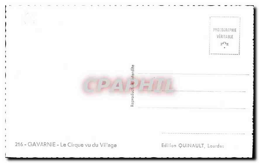 CPA Gavarnie Le Cirque vu du Village  — Verso