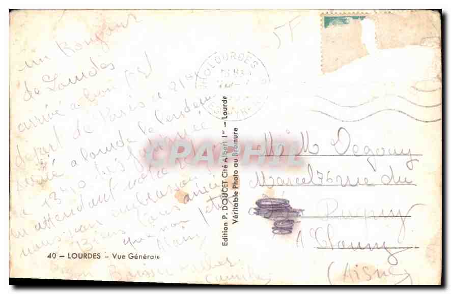 CPA Lourdes Vue Generale  — Verso