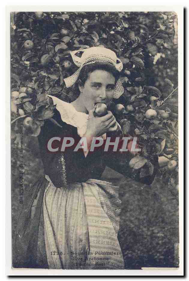Folklore sous les pommiers Eve Bretonne Bretagne costme TOP CPA