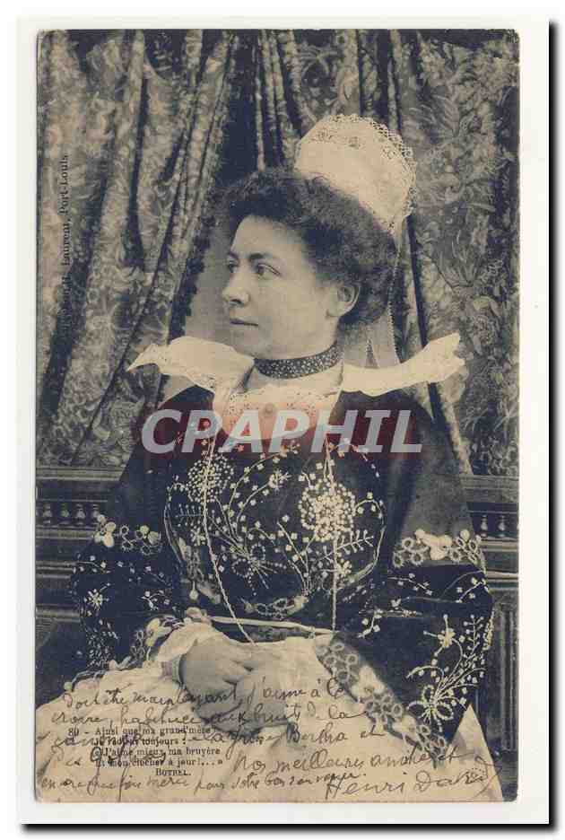 Folklore costume coiffe broderie TOP CPA