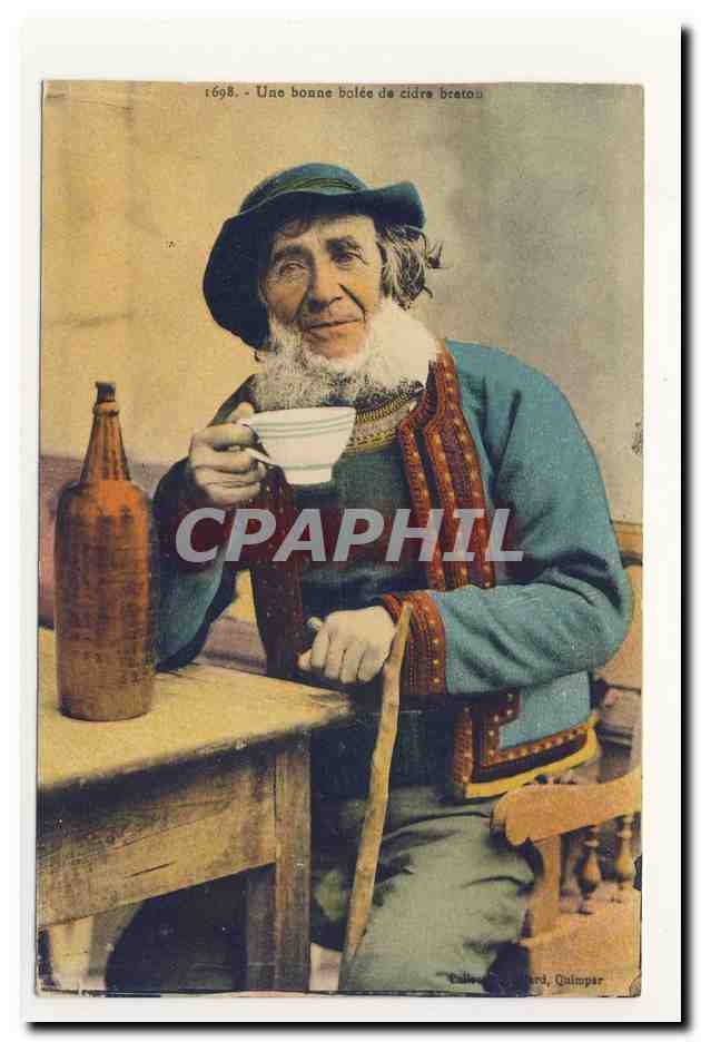 Un vieil homme buvant du cidre breton — Calleux & Fard, Quimper