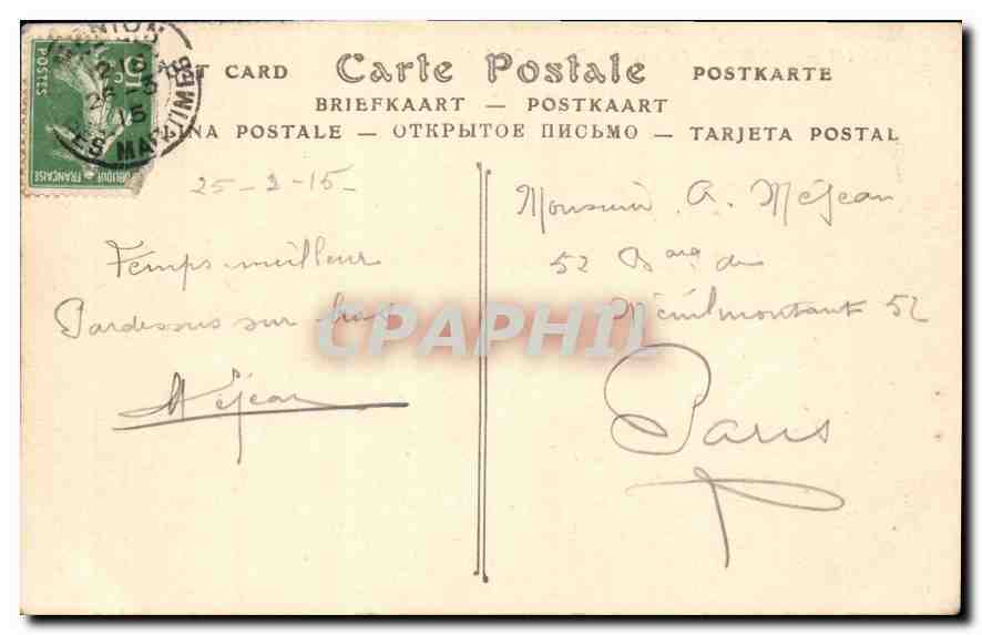 CPA Menton la Vieille Ville Bateau — Rückseite