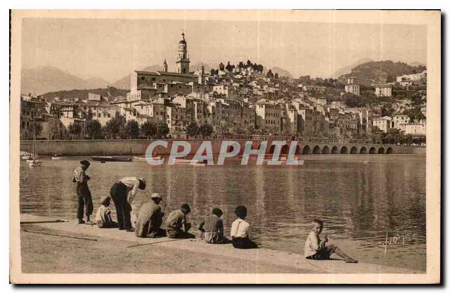 CPA Cote d'Azur Menton Alpes Maritimes le Port Peche Pecheur Enfants