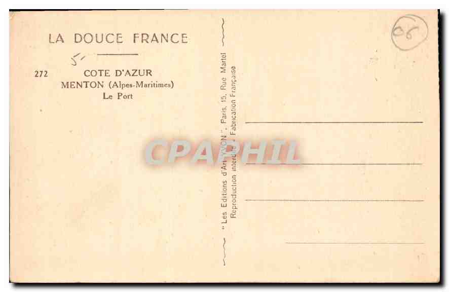 CPA Cote d'Azur Menton Alpes Maritimes le Port Peche Pecheur Enfants — Rückseite