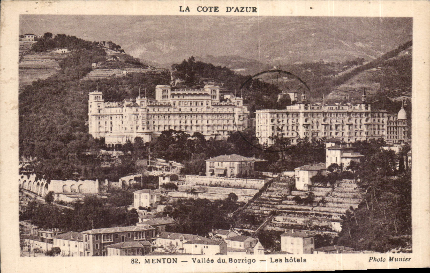 CPA La Cote d'Azur Menton Vallee du Borrigo les hotels 