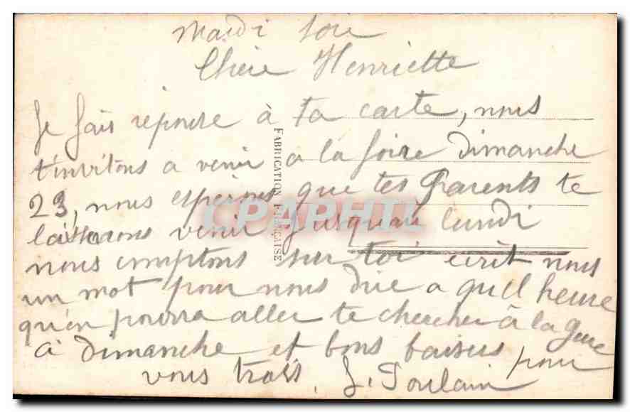 CPA Femme  — Rückseite