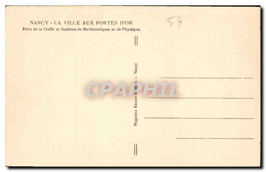 Porte de la Craffe — Nancy — Magasins Réunis éditeurs — Verso