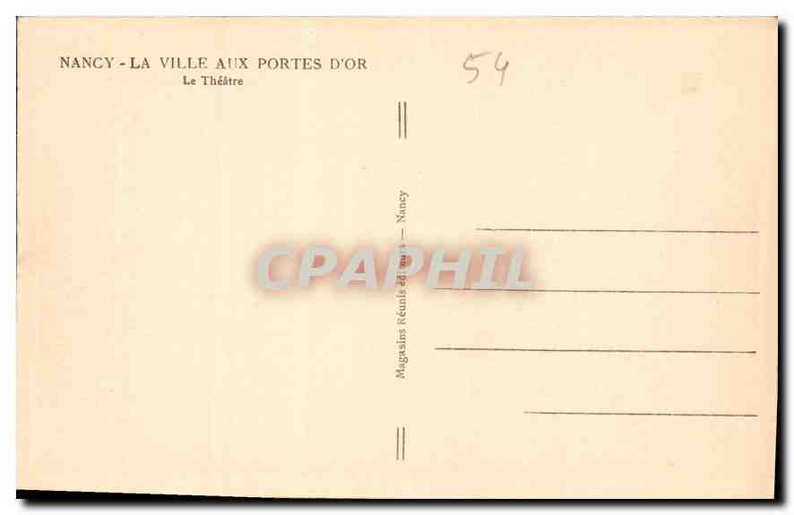 CPA Nancy la Ville aux Portes d'Or le Theatre  — Rückseite