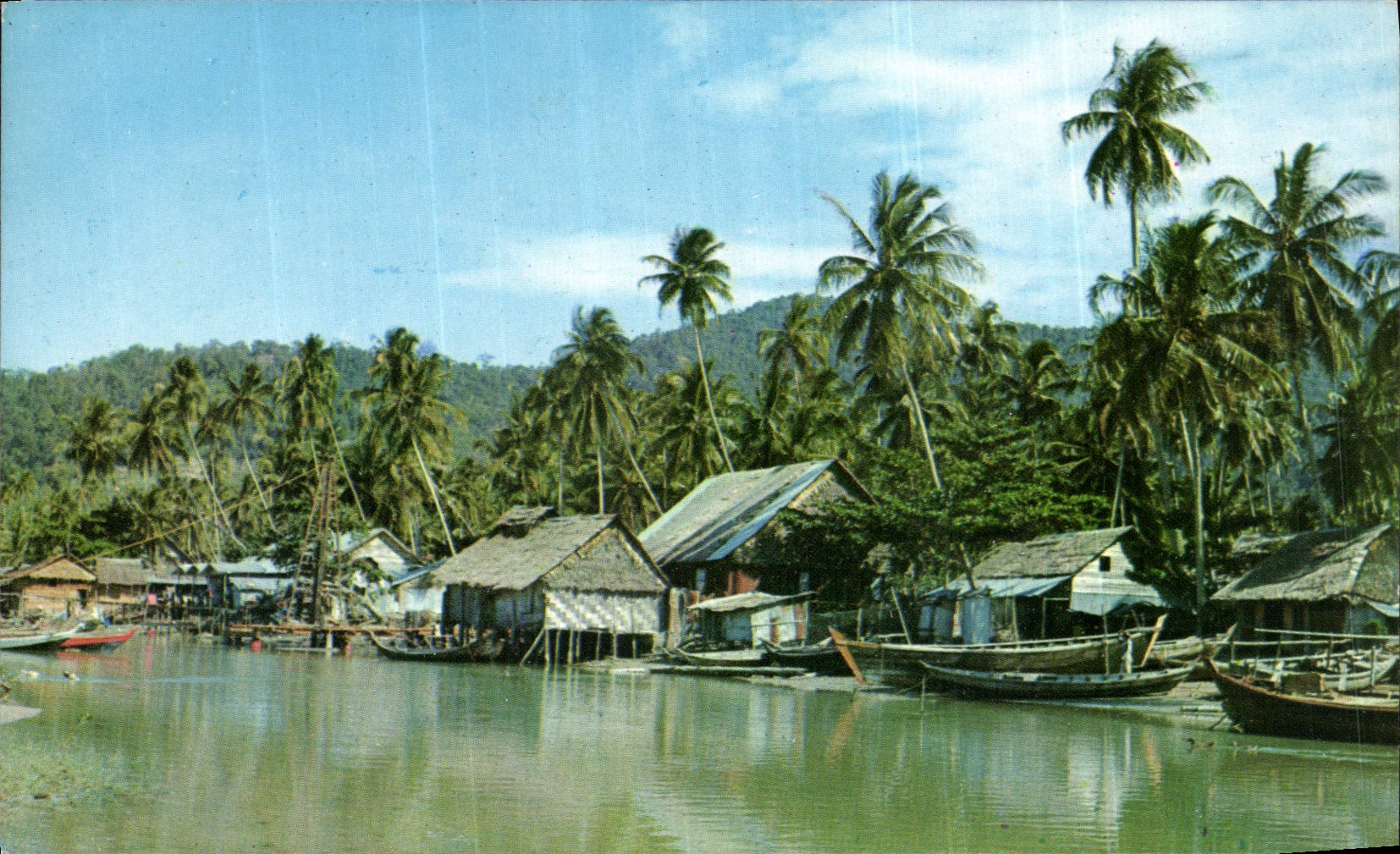 CPA A Peaceful Scene at a Fishing Village 