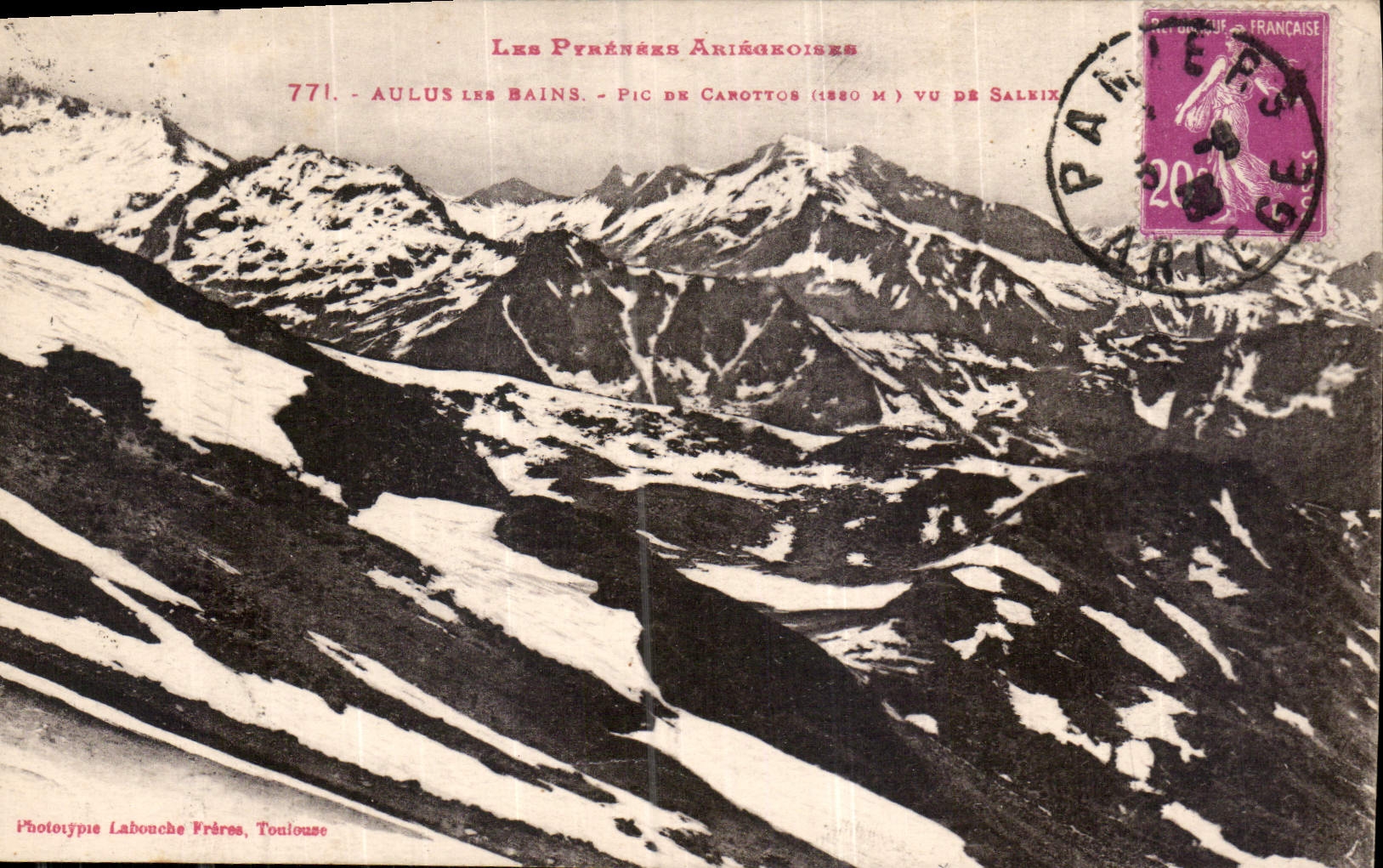 CPA Les Pyrenees Ariegeoises Aulus les Bains Pic de Carottos vu de Saleix 