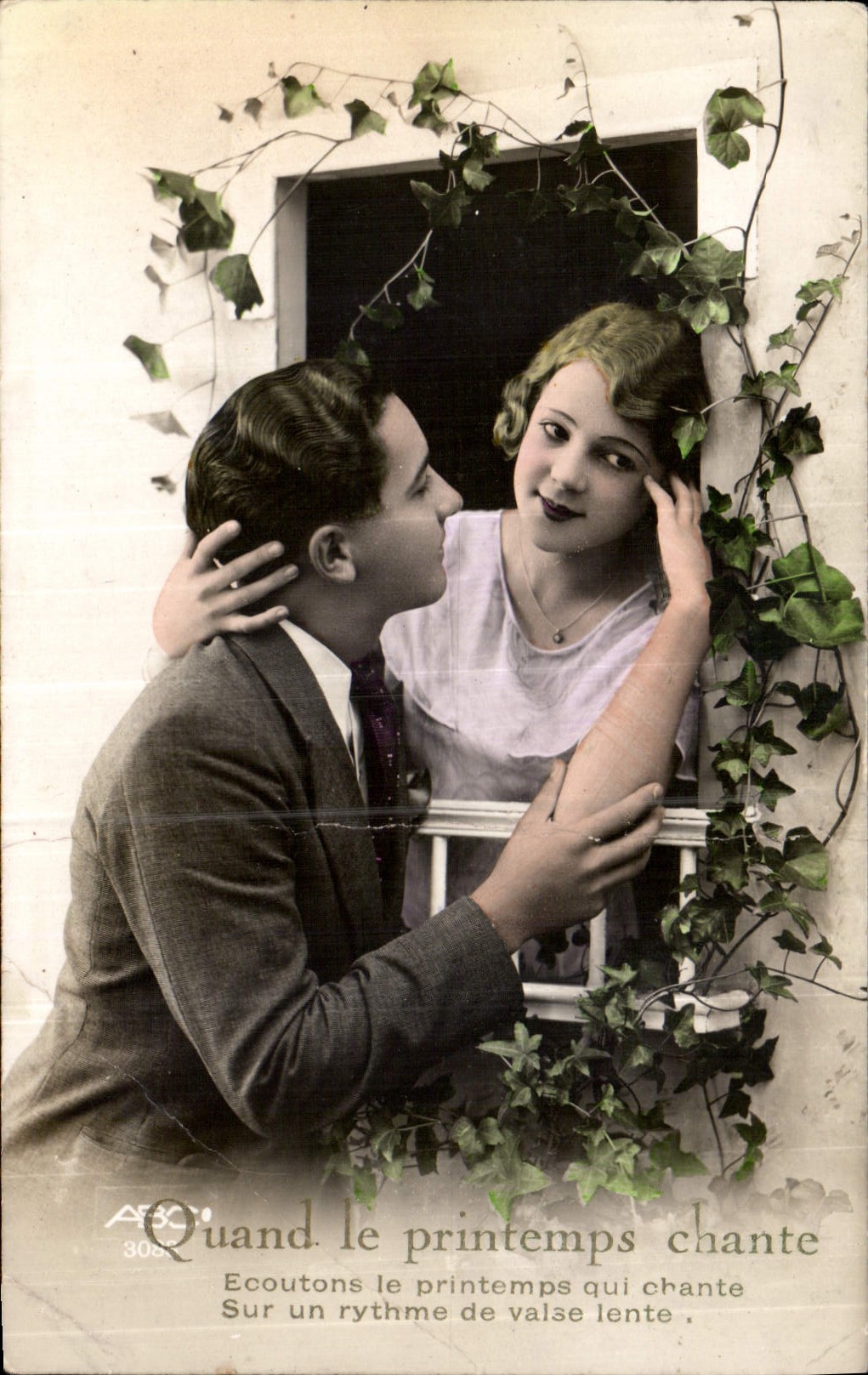 CPA Quand le printemps chante ecoutons le printemps qui chante sur un rythme de valse lente Femme