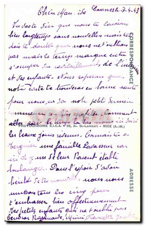 CPA Cannes vue generale Femme Folklore Bateaux — Back