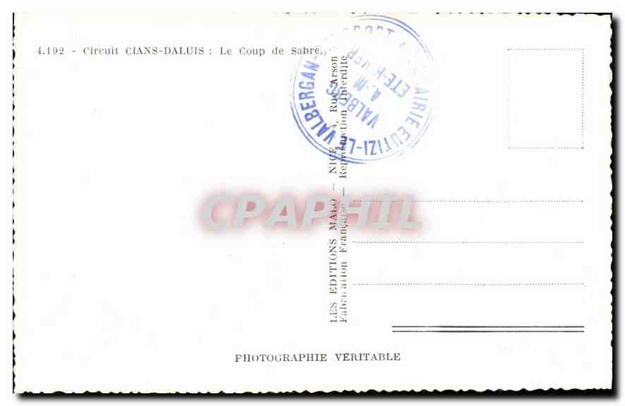 CPA Circuit Clans Daluis le Coup de Sabre  — Rückseite