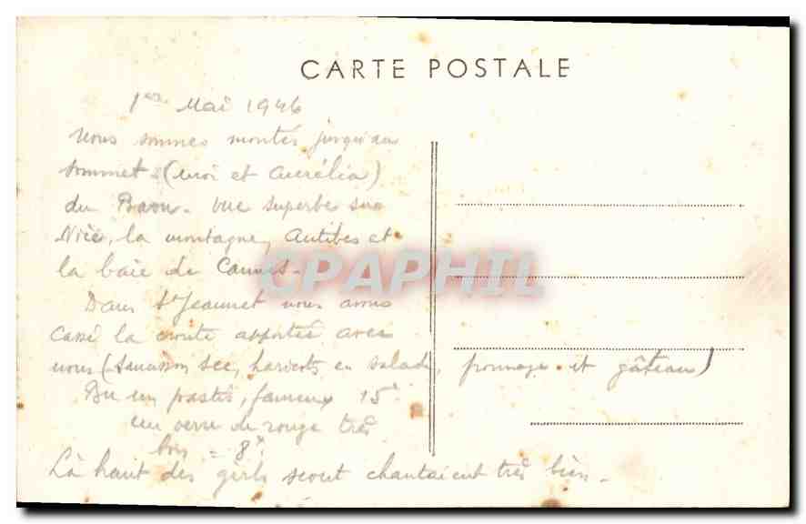 CPA St Jeannet A M vue generale et le Baou  — Rückseite