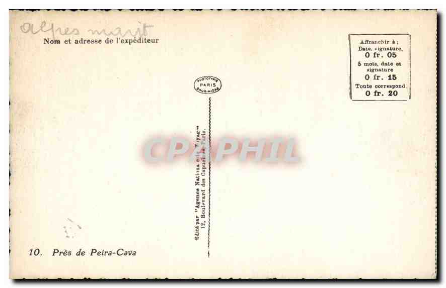 CPA Pres de Peira Cava  — Rückseite