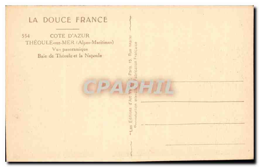 CPA La Douce France Cote d'Azur Theoule sur Mer Alpes Maritimes vue panoramique Baie de Theoule et l — Verso