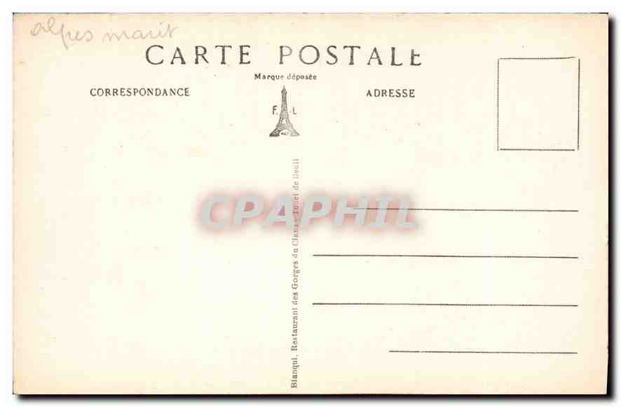 CPA Route de Beuil les Gorges du Cians  — Rückseite