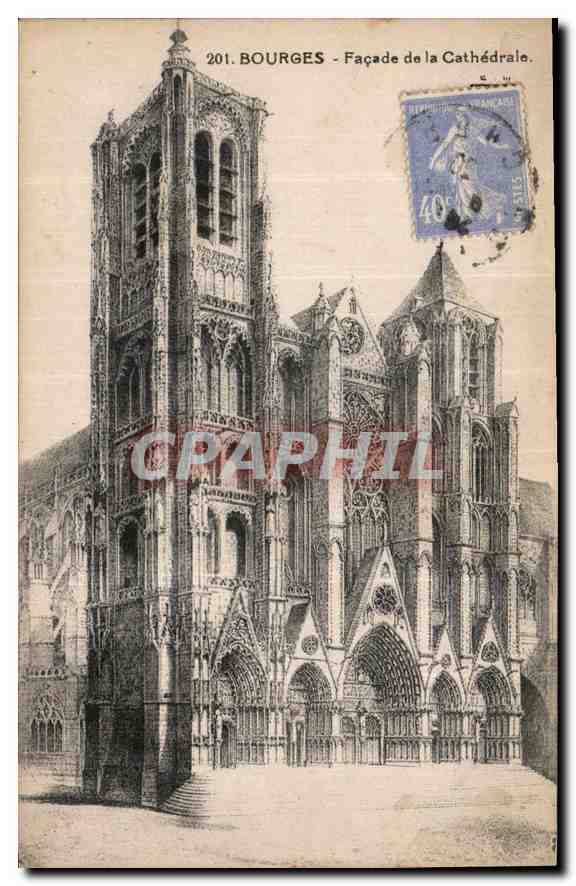 CPA Bourges facade de la Cathedrale 