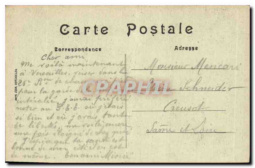 Parc de Versailles — Le bassin de Latone et les parterres — CPAPHIL 426 — Rückseite