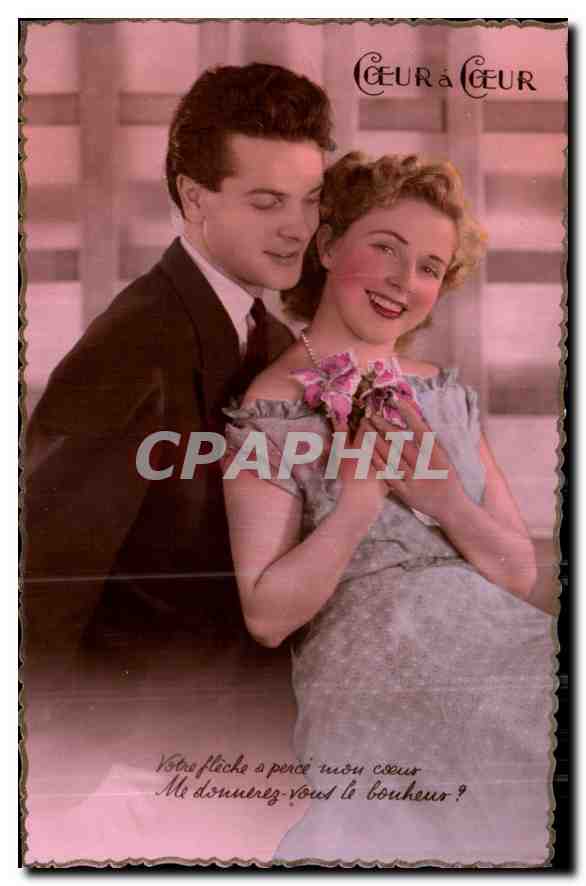 CPA Coeur a coeur Femme
