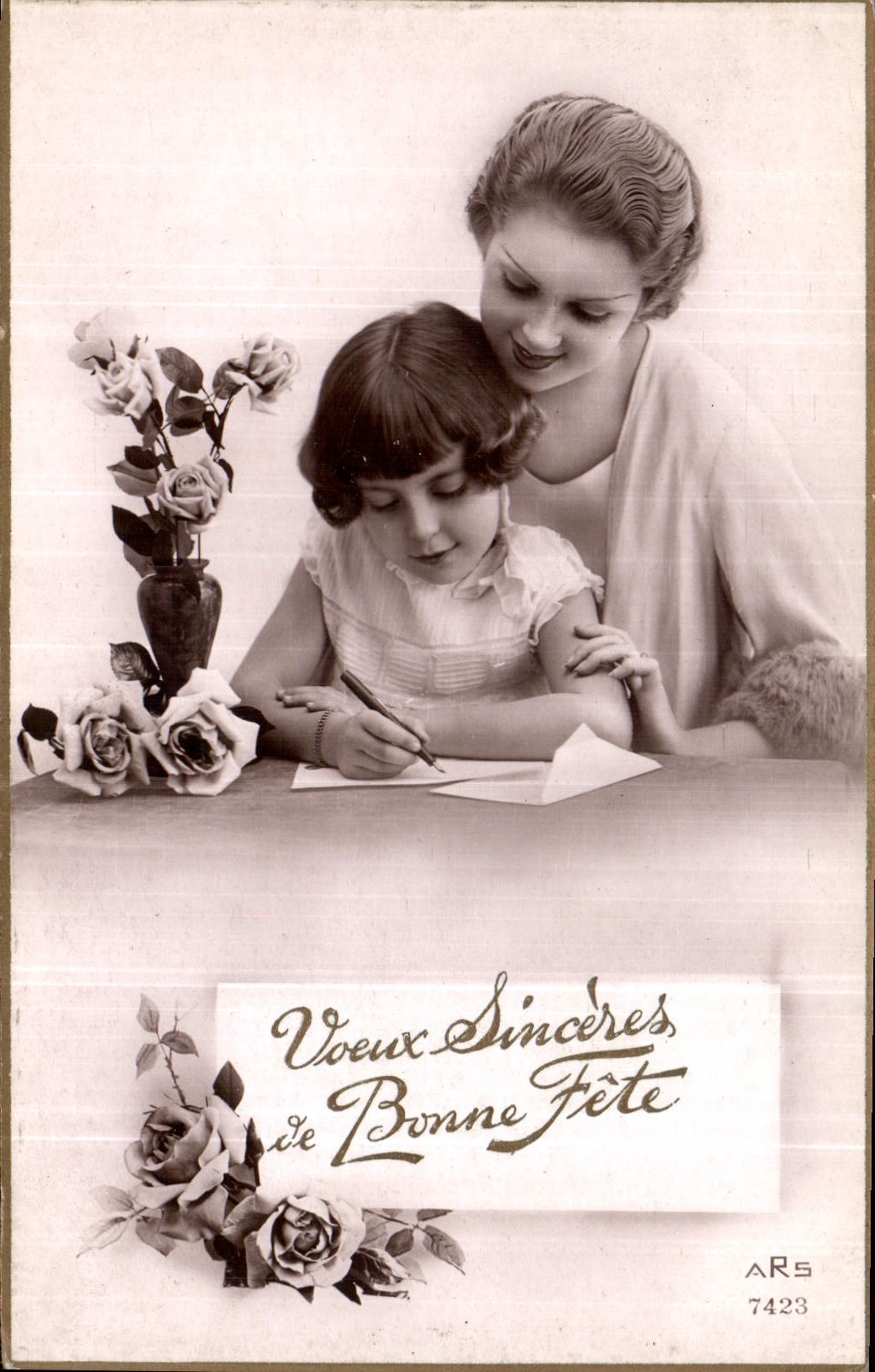 CPA Voeux sinceres de Bonne fete Femme Enfant