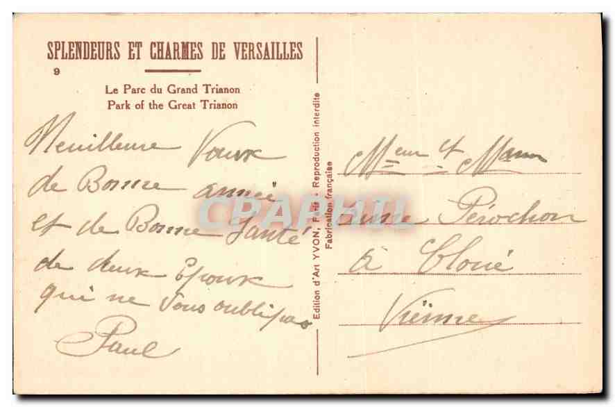 CPA Splendeurs et Charmes de Versailles Le Parc du Grand Trianon  — Verso