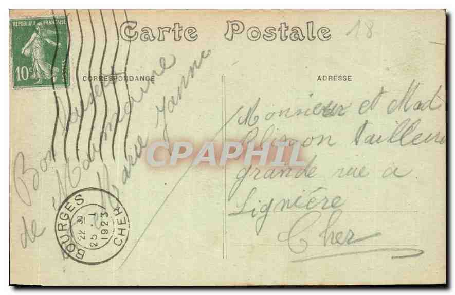 CPA Bourges Cathedrale Portail central La Resurection et le Jugement Dernier Cote des Efus  — Rückseite