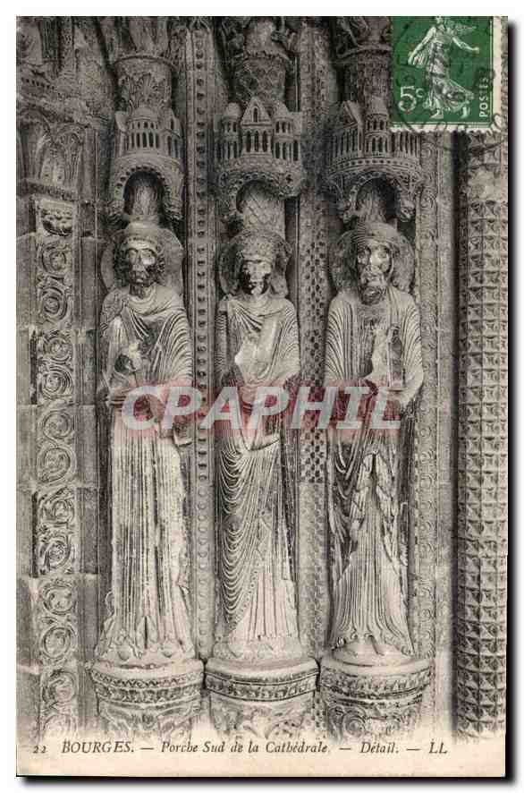 CPA Bourges Porche Sud de la Cathedrale Detail 