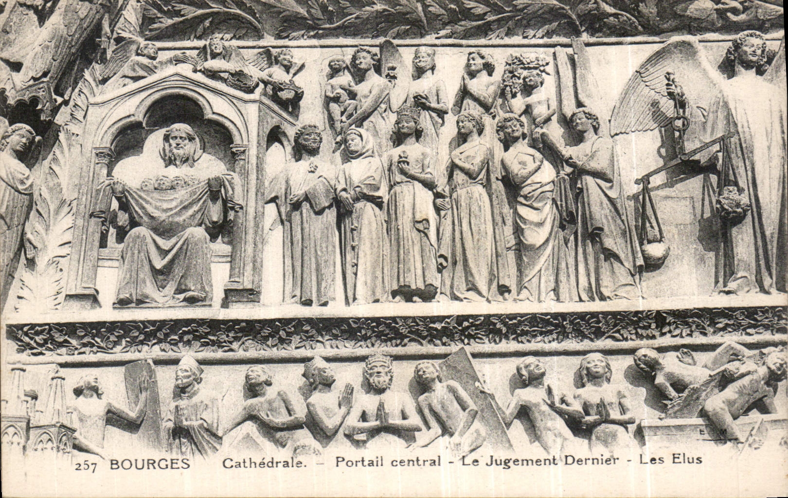 CPA Bourges Cathedrale Portail central Le Jugement Dernier Les Elus 
