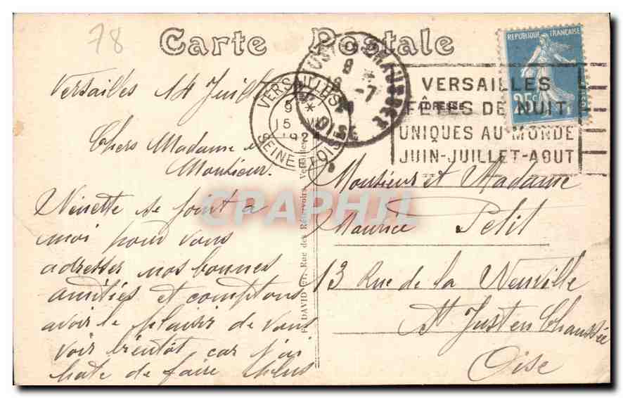 CPA Versailes Bassin du Dragon  — Rückseite