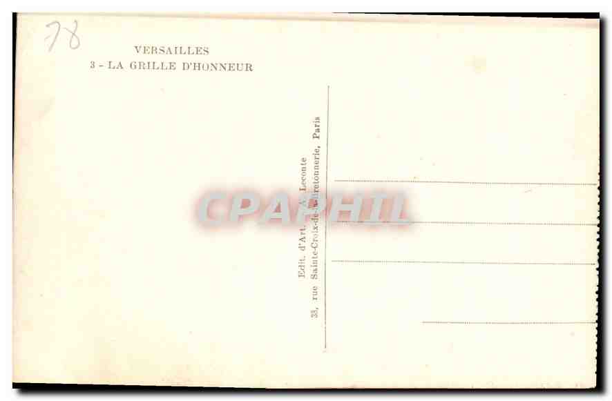 CPA Versailles La Grille d'Honneur  — Rückseite