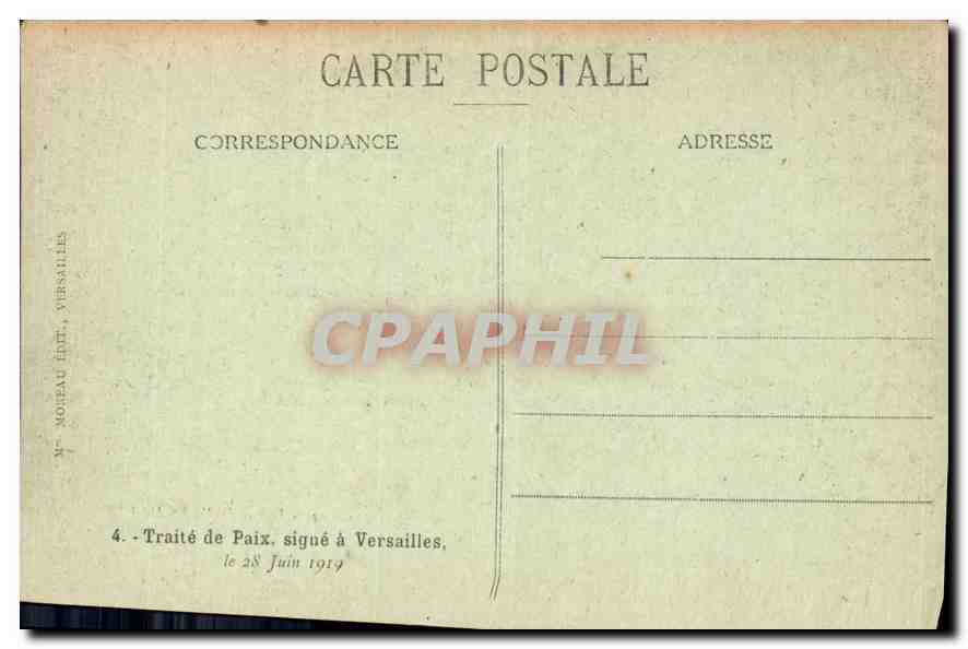 CPA Palais de Versailles salon ou grand cabinet de la Reine chemin parcouru par les Plenipotentiaire — Verso