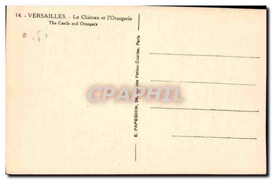 CPA Versailles le Chateau et l'Orangerie  — Verso