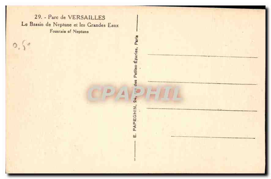 CPA Parc de Versailles le Bassin de Neptune et les Grandes Eaux  — Verso