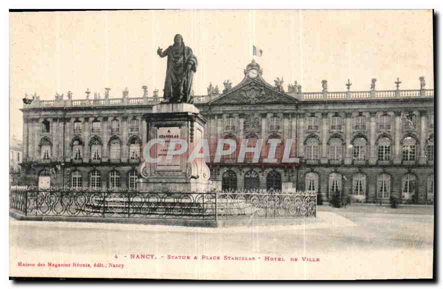 CPA Nancy Statue et Place Stanislas Hotel de Ville 