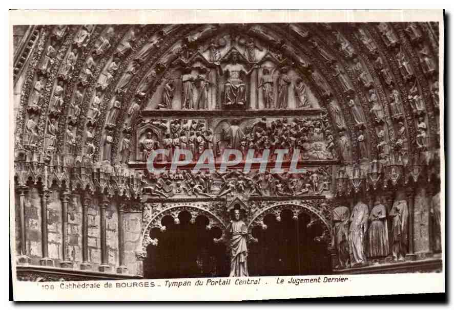CPA Cathedrale de Bourges Tympan du Portail Central le Jugement dernier 