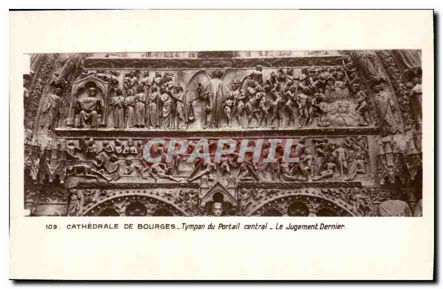 CPA Cathedrale de Bourges Tympan du Portail Central le Jugement dernier 